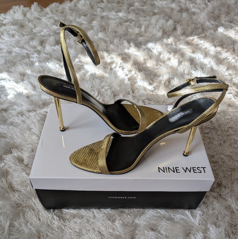 Nine West Reina Metallic Gold Heels
